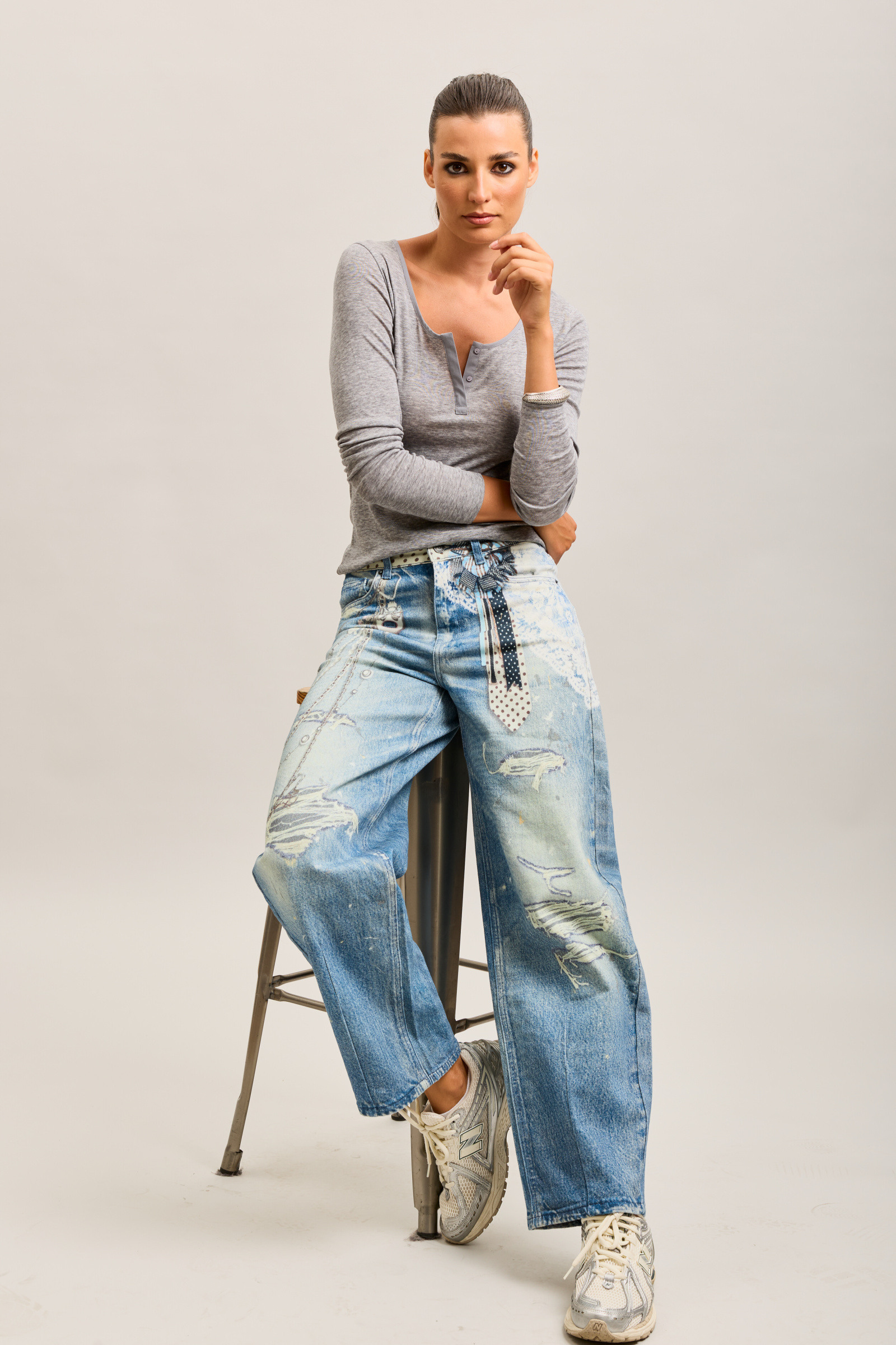 Mayorista Toxik3 - Toxik3 pantalón vaquero balloon de denim elástico estampado