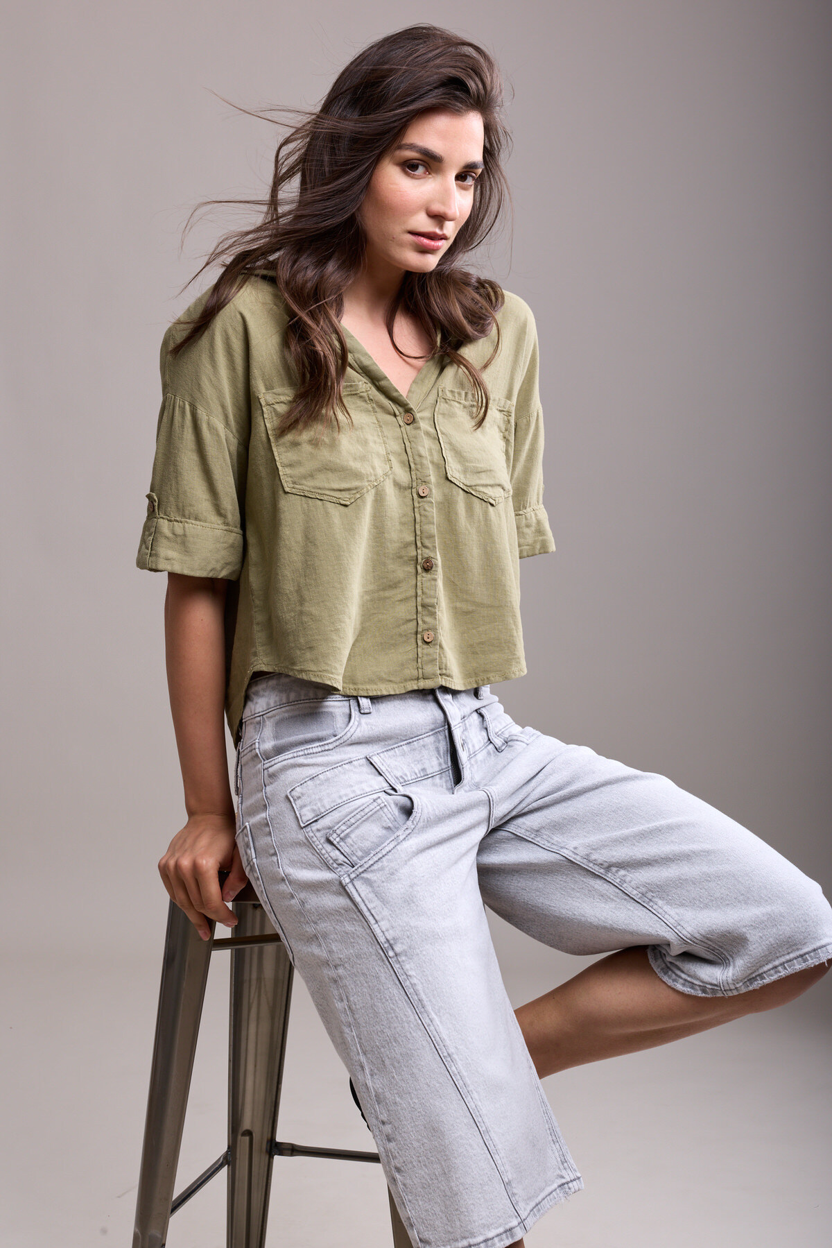 Wholesaler Toxik3 - Toxik3 flared layered denim bermuda shorts