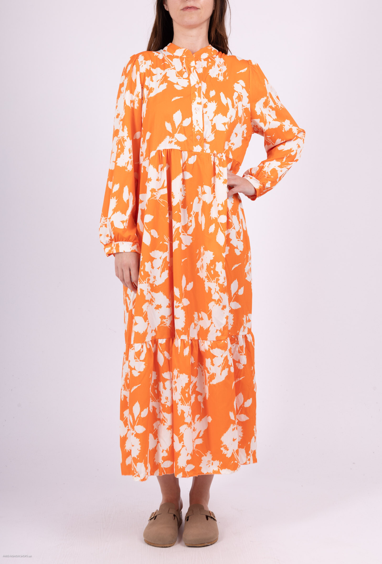 Grossiste TRENDLAND - Robe longue imprimée à patte boutonnée