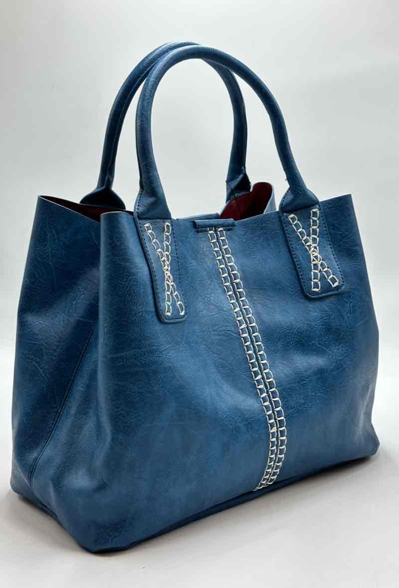 Wholesaler Trendy Bag - Large plain tote bag with X stitching sold with pouch