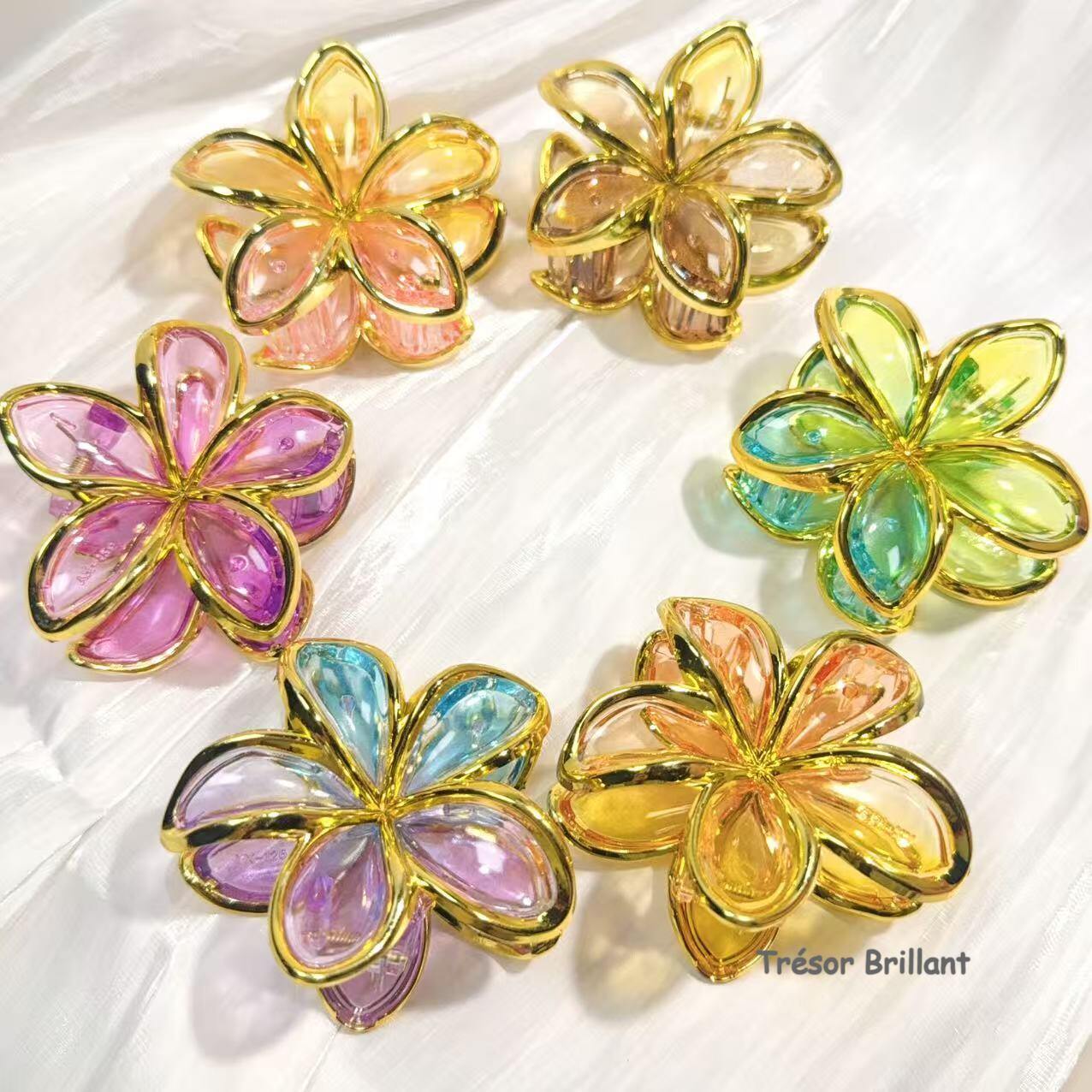 Großhändler Trésor Brillant - Satz von 12 Blumen-Haarspangen 8 cm