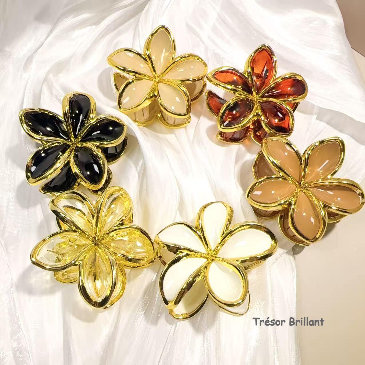 Großhändler Trésor Brillant - Satz von 12 Blumen-Haarspangen 8 cm