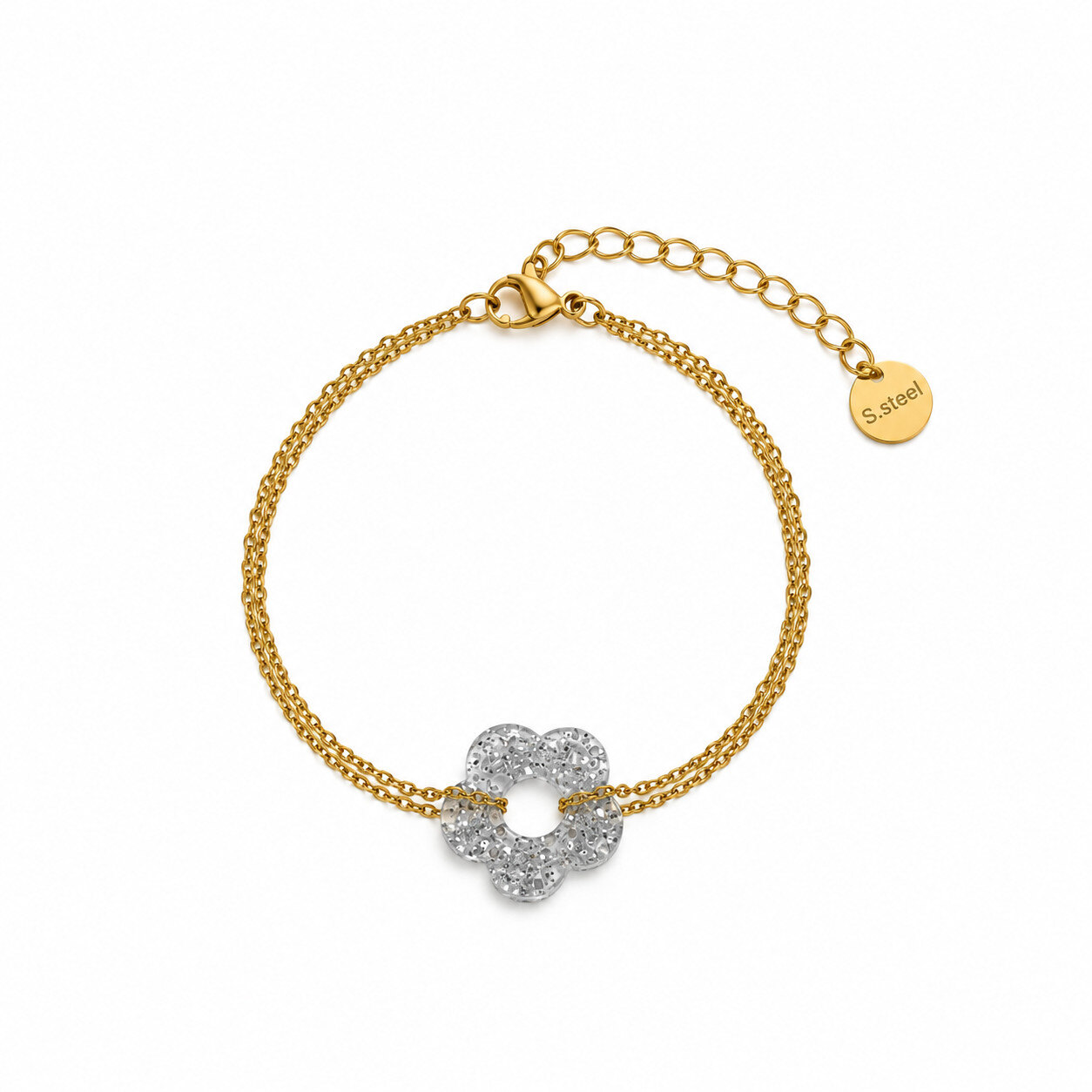 Wholesaler Trésor Brillant - Stainless steel bracelet with acetate flower pendant