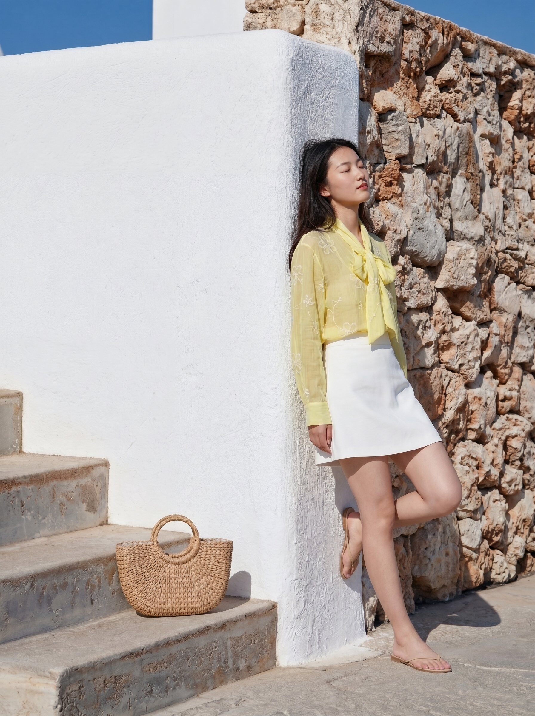 Mayorista U SEE - Blusa bordada con lazo en el cuello