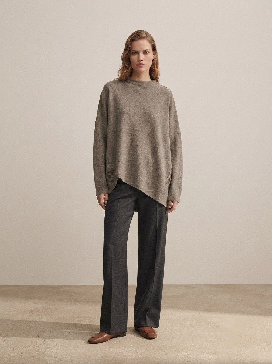 Grossiste U SEE - Pull Col Rond Oversize Asymétrique