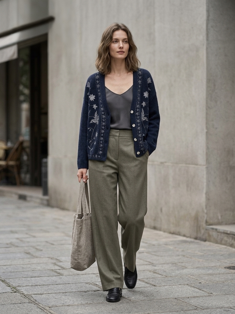 Wholesaler U SEE - Cardigan with Embroidered Detail