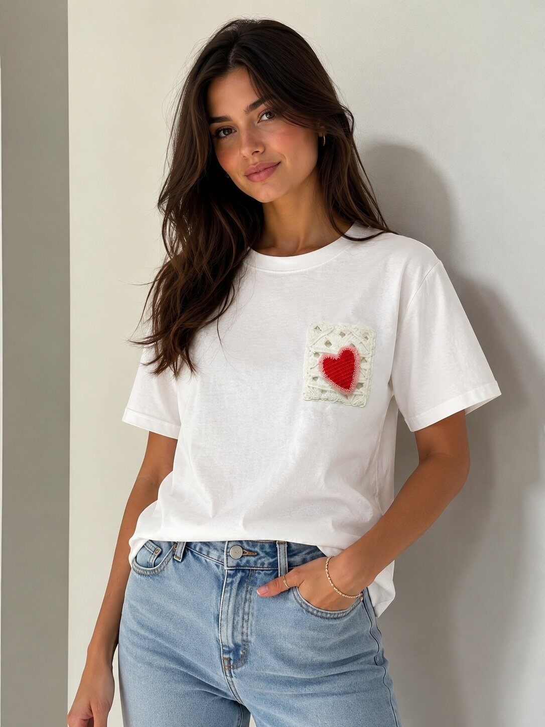 Wholesaler U SEE - T-SHIRT WITH HEART POCKET