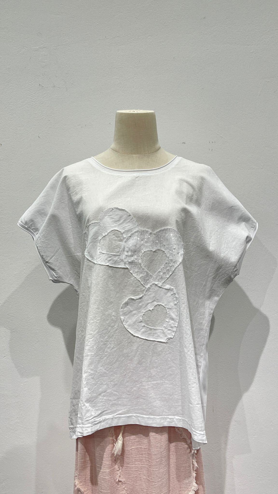 Wholesaler U SEE - T-SHIRT WITH HEART DETAIL AND SEQUINS