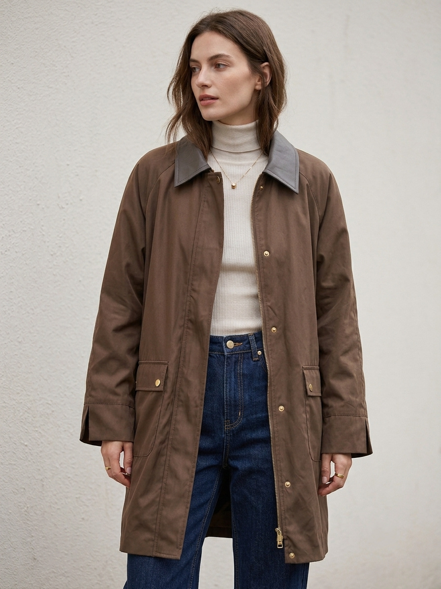 Wholesaler U SEE - Waterproof Jacket with Faux Leather Collar