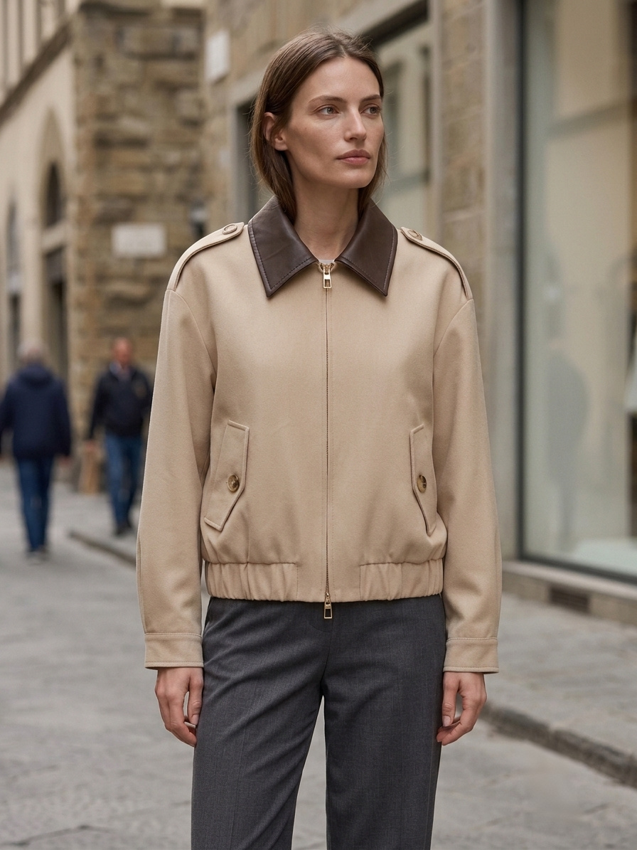 Wholesaler U SEE - Bomber Jacket with Faux Leather Collar