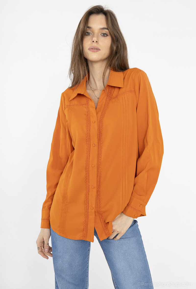 Grossiste Unigirl - Chemise avec patte de boutonnage en dentelle