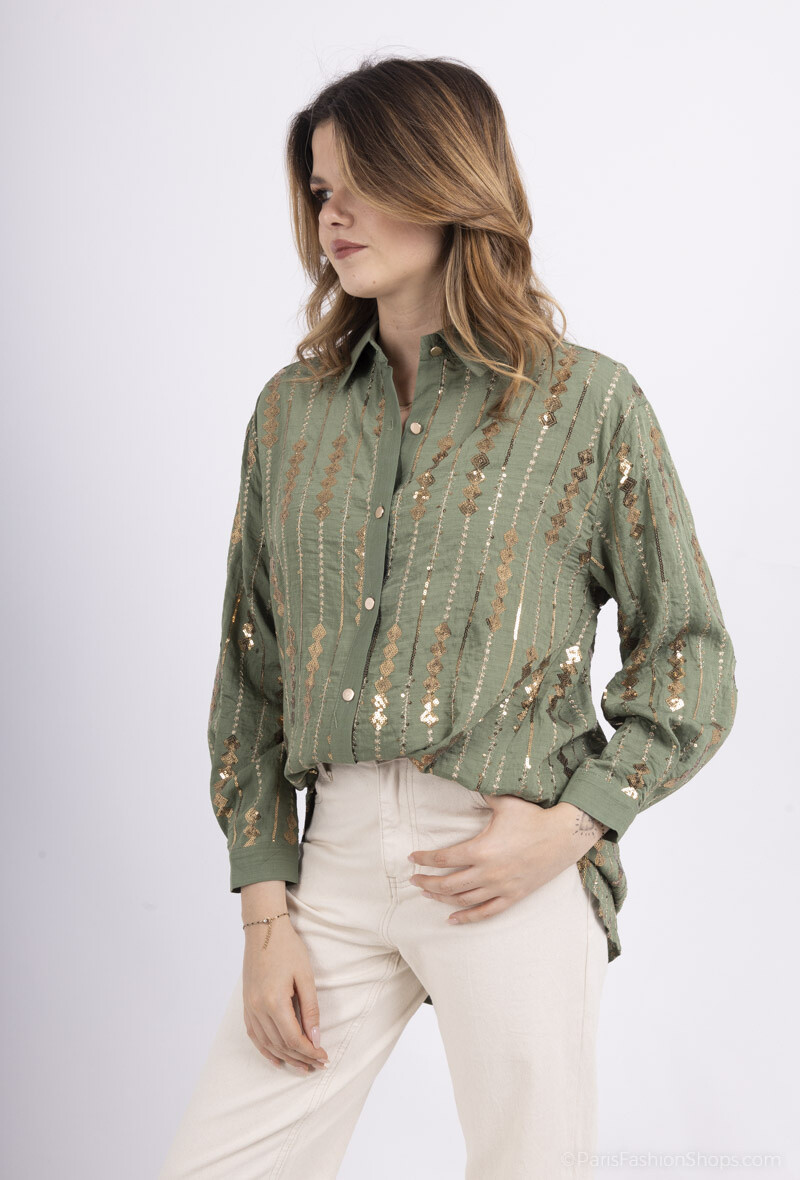 Wholesaler Unigirl - Long sleeve sequins shirt