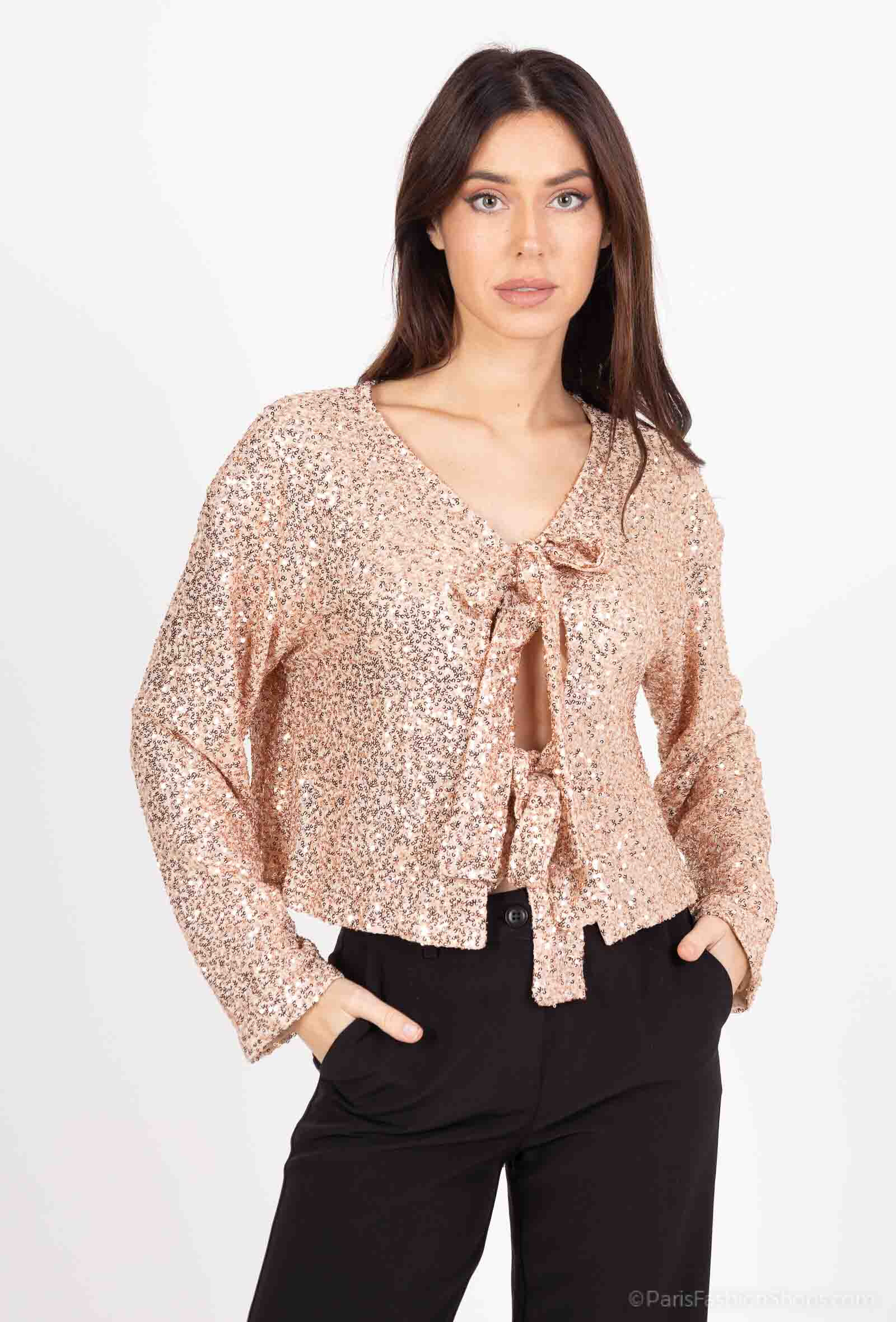 Grossiste Unigirl - Gilet court noeud papillon en paillette