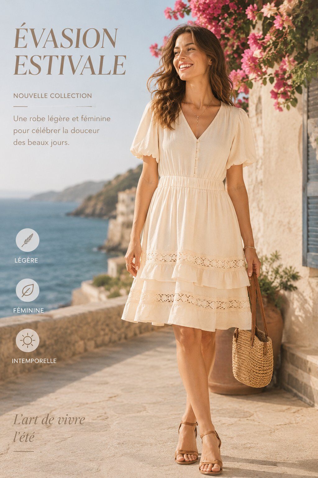 Grossiste Unigirl - Robe bohème chic à dentelle esprit vacances