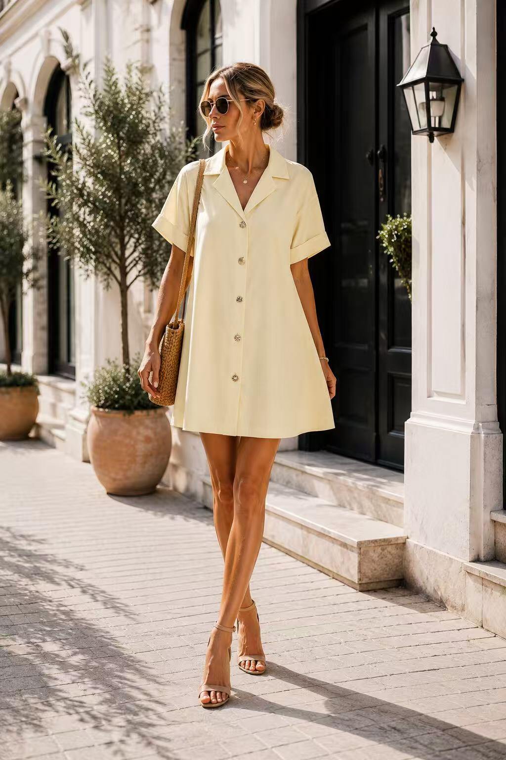 Grossiste Unigirl - Robe Chemise Courte Élégance Parisienne