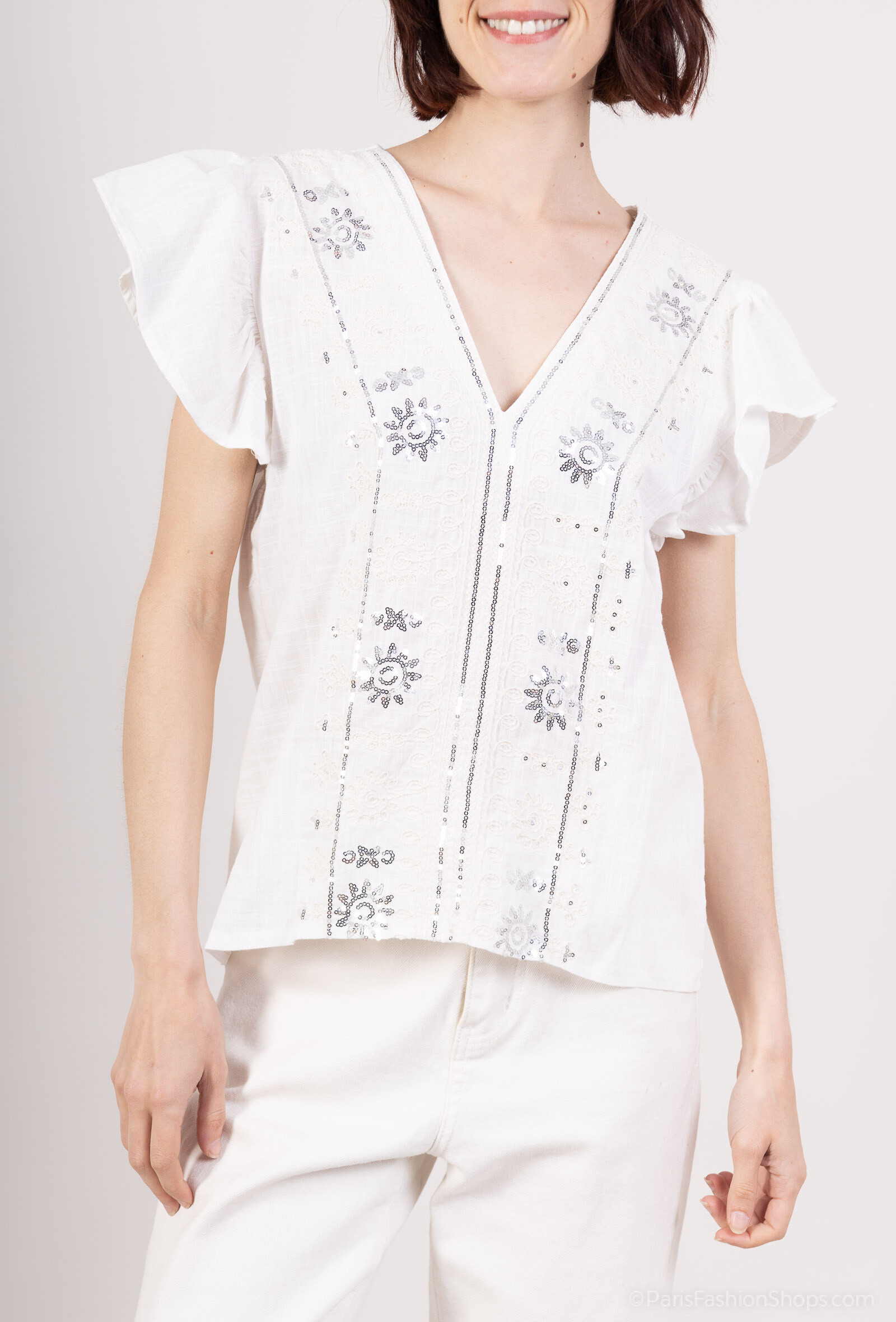 Wholesaler Unika Paris - Embroidery and sequins blouse