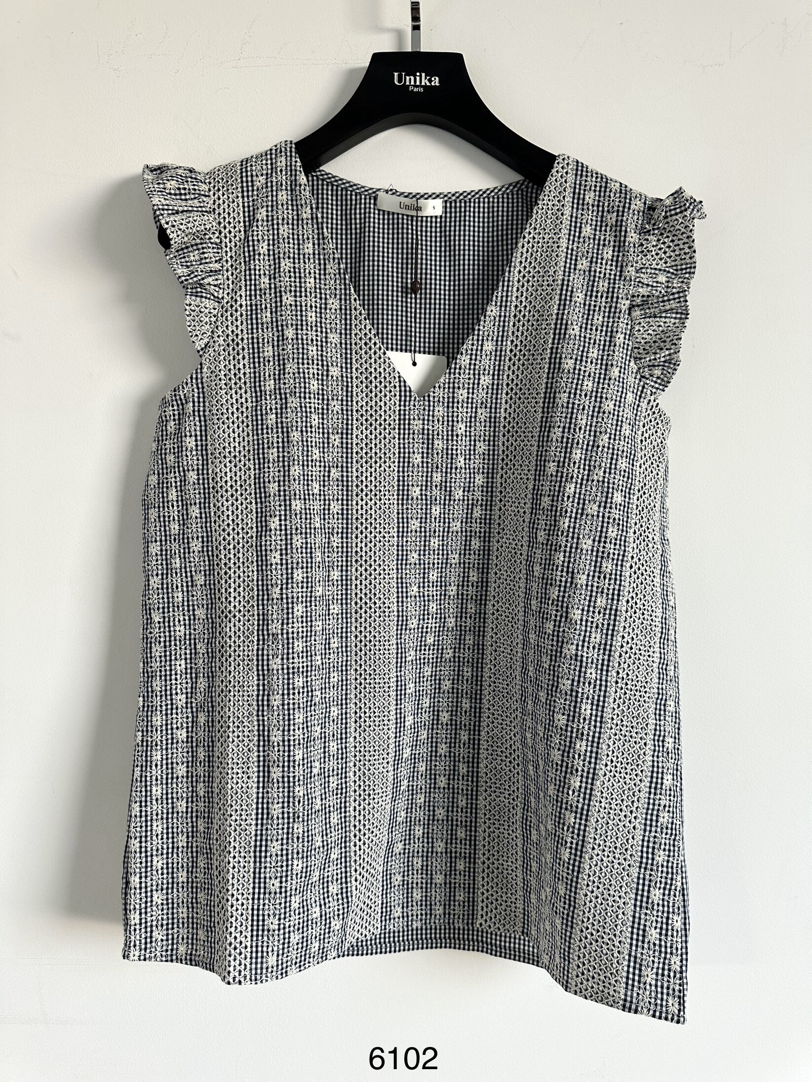 Großhändler Unika Paris - Ärmellose bestickte Bluse