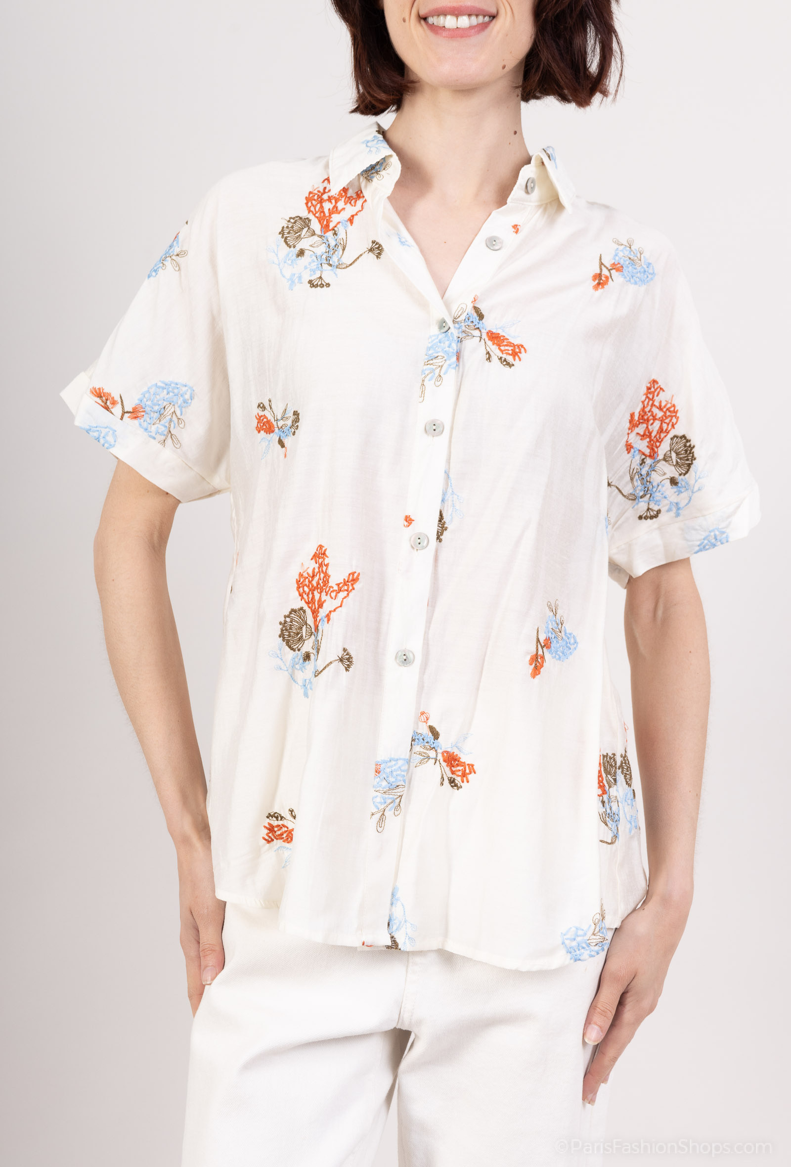 Mayorista Unika Paris - Camisa bordada de manga corta