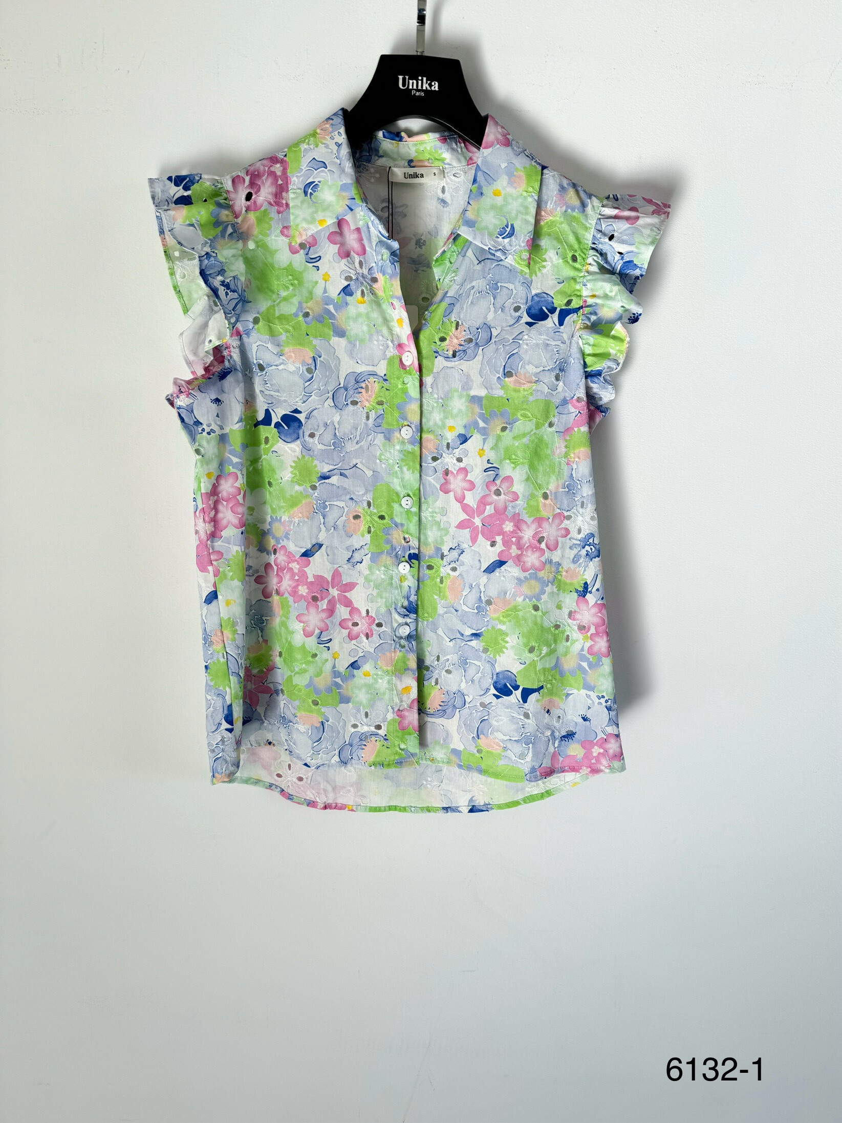 Grossiste Unika Paris - Chemise en coton texturé imprimé fleurs