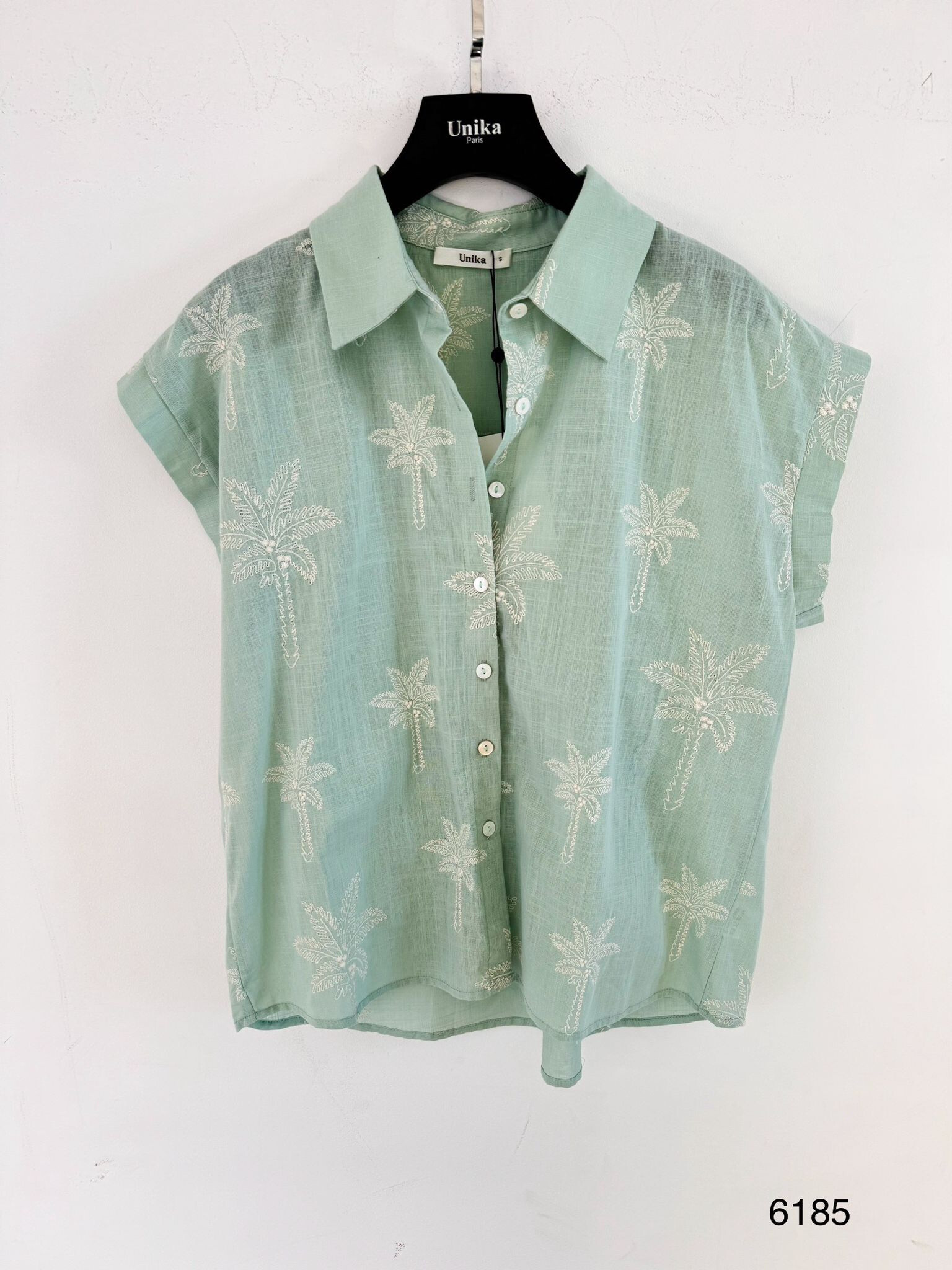 Grossiste Unika Paris - Chemise manches courtes avec broderies palmiers