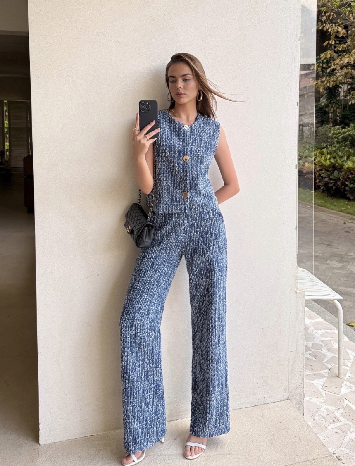Großhändler Unika Paris - Blaue Tweed-Hose