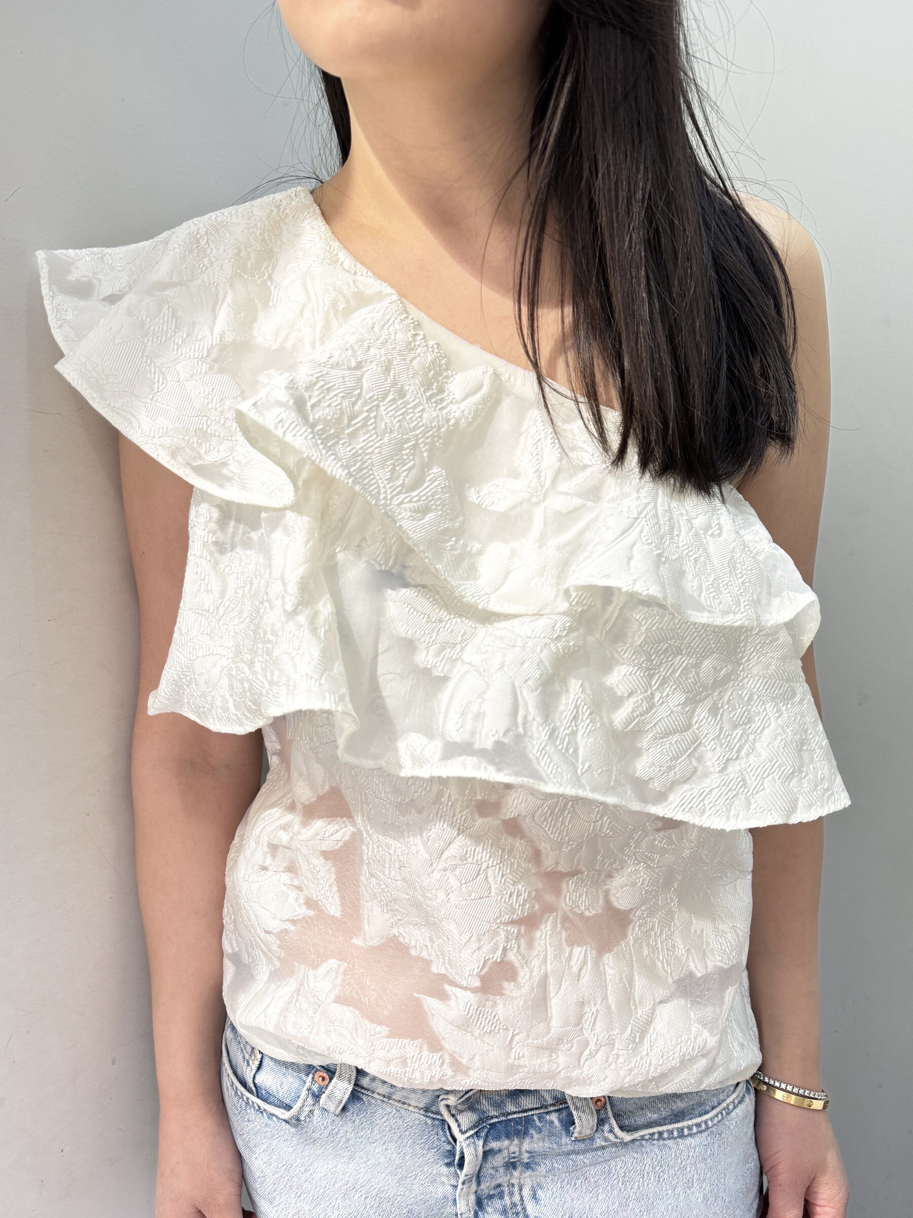 Grossiste Unika Paris - Top asymétrique texturé à volants