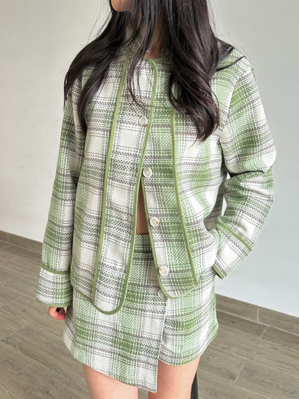Mayorista Unika Paris - Chaqueta de cuadros con pespuntes