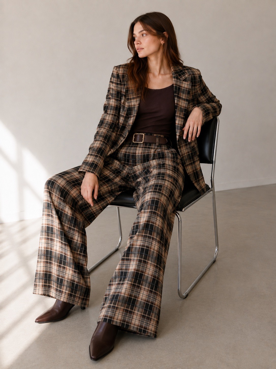Wholesaler UPSTYLE - SINGLE-BREASTED CHECK BLAZER