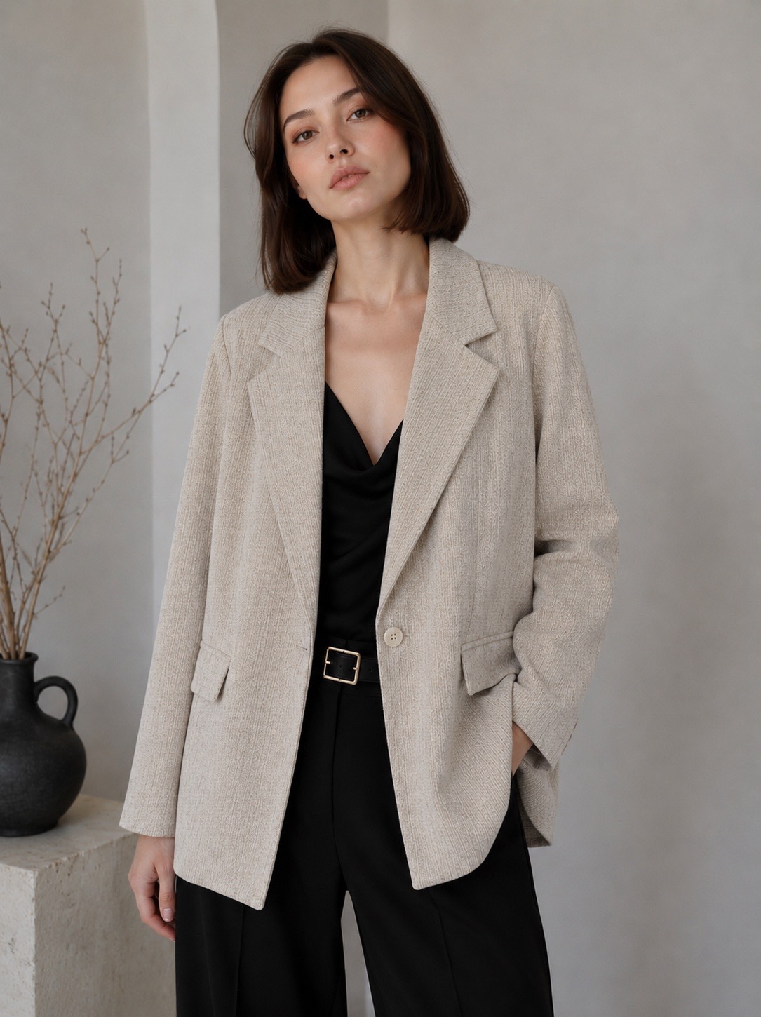 Wholesaler UPSTYLE - BLAZER IN TEXTURED FABRIC