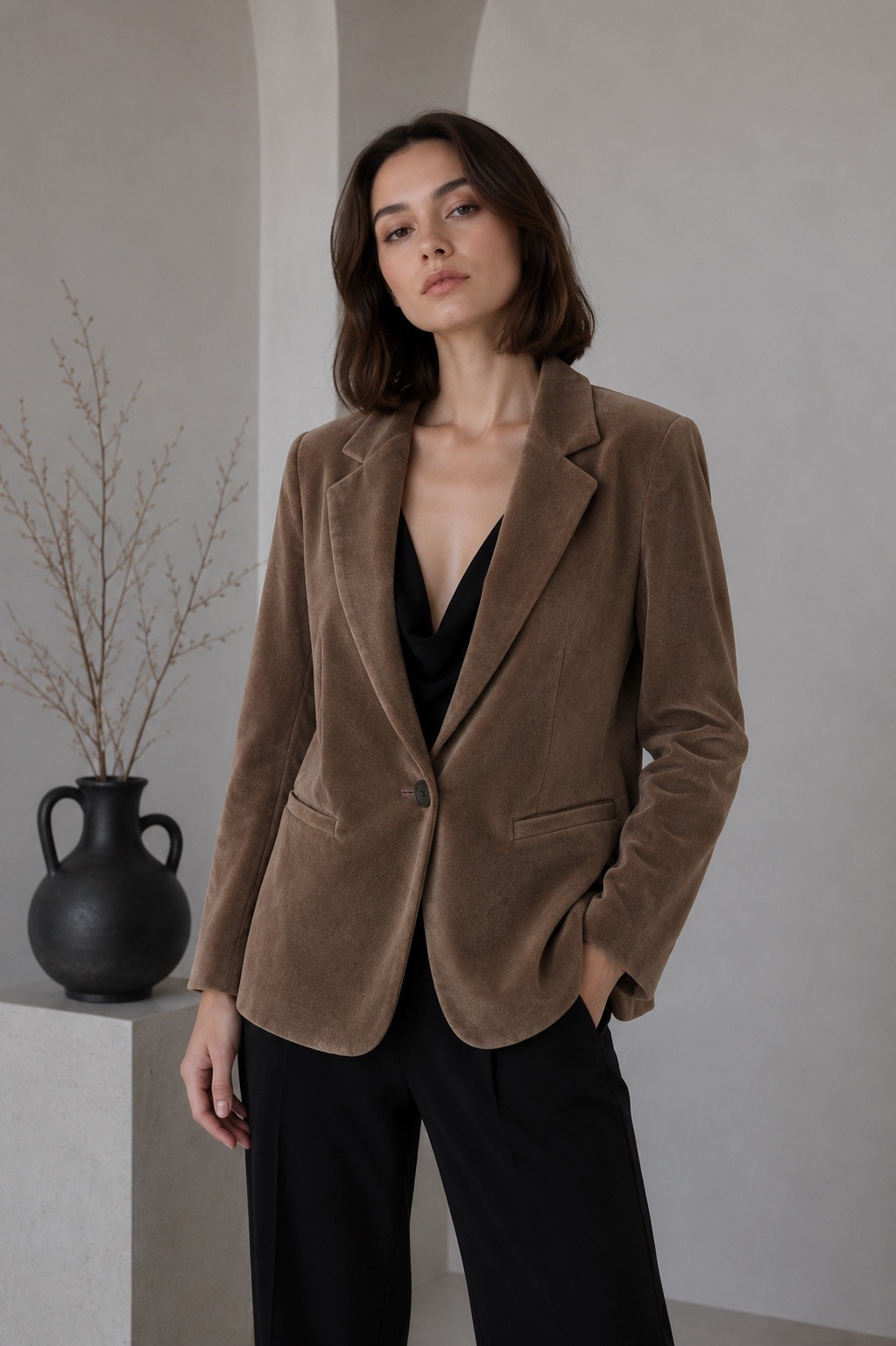 Wholesaler UPSTYLE - ONE-BUTTON VELVET BLAZER