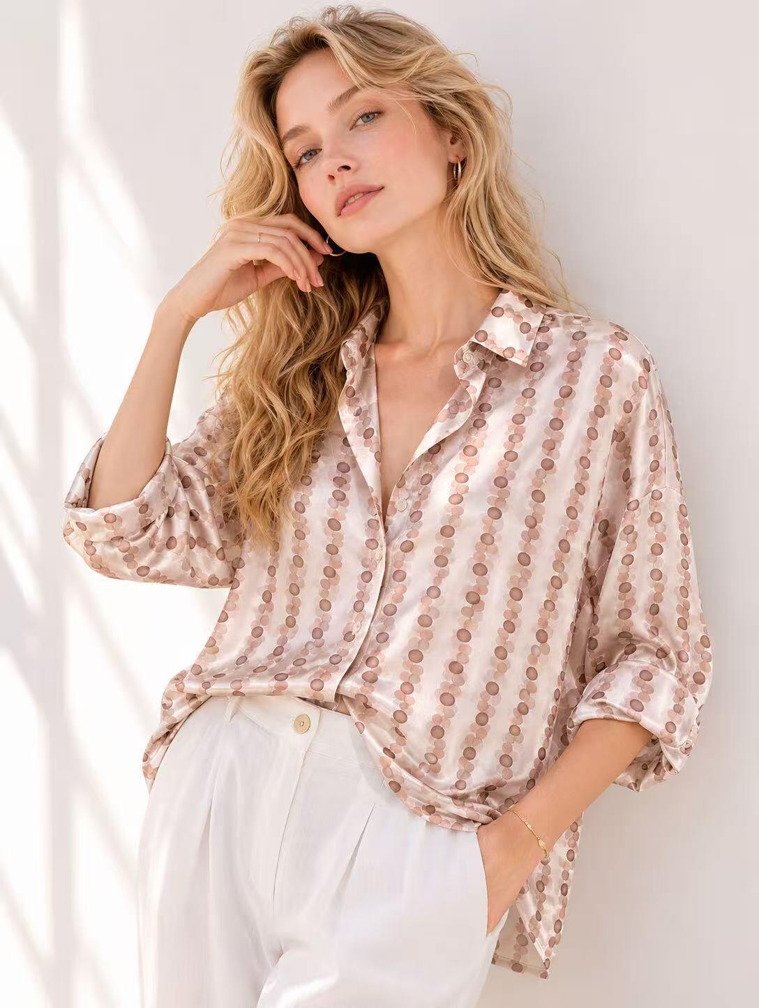 Wholesaler UPSTYLE - PRINTED SATIN SHIRT