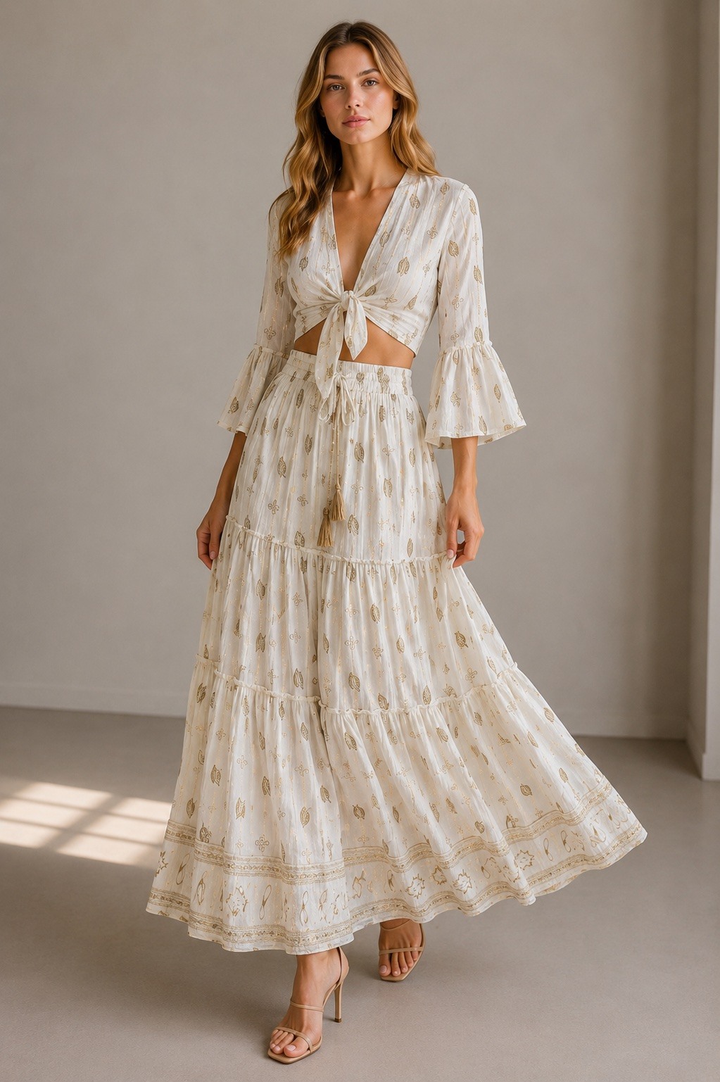Wholesaler UPSTYLE - VISCOSE TOP + SKIRT SET