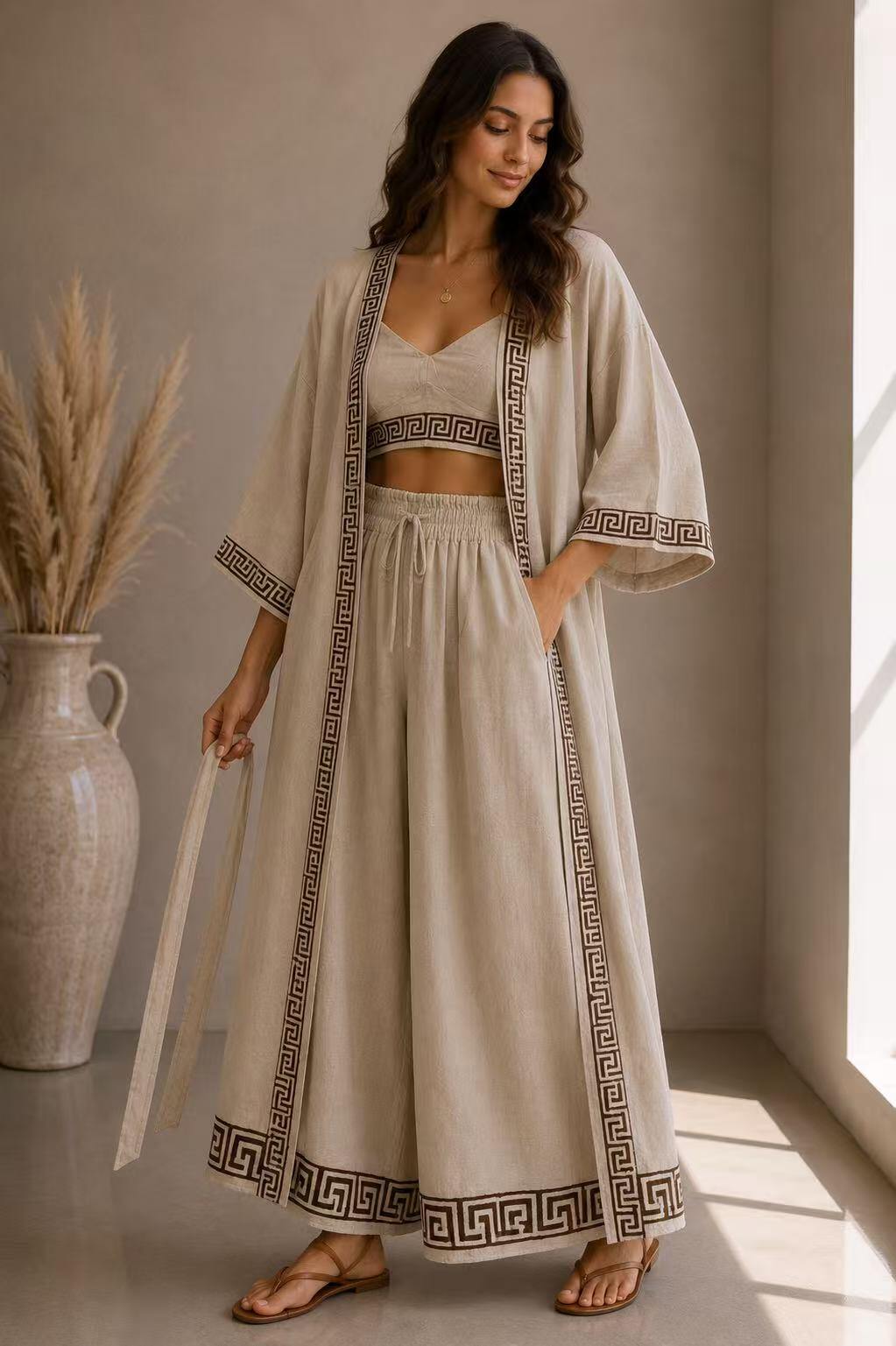 Mayorista UPSTYLE - CONJUNTO VERANIEGO CON TOP Y PANTALÓN PALAZZO