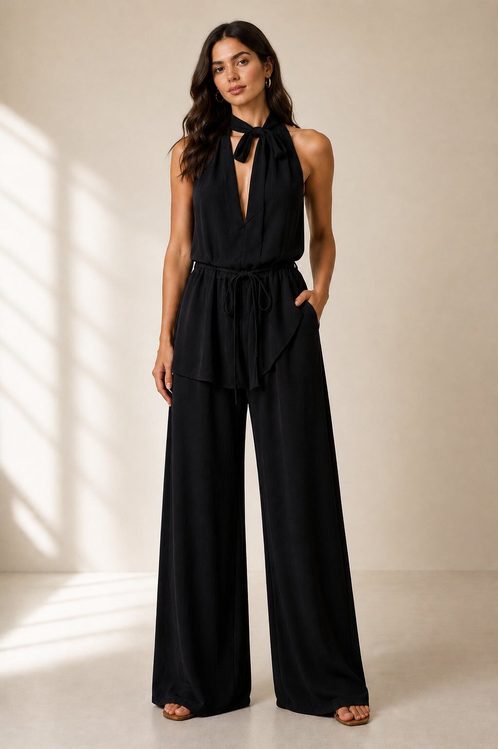 Wholesaler UPSTYLE - SET WITH TOP AND PALAZZO PANTS WITH BOW