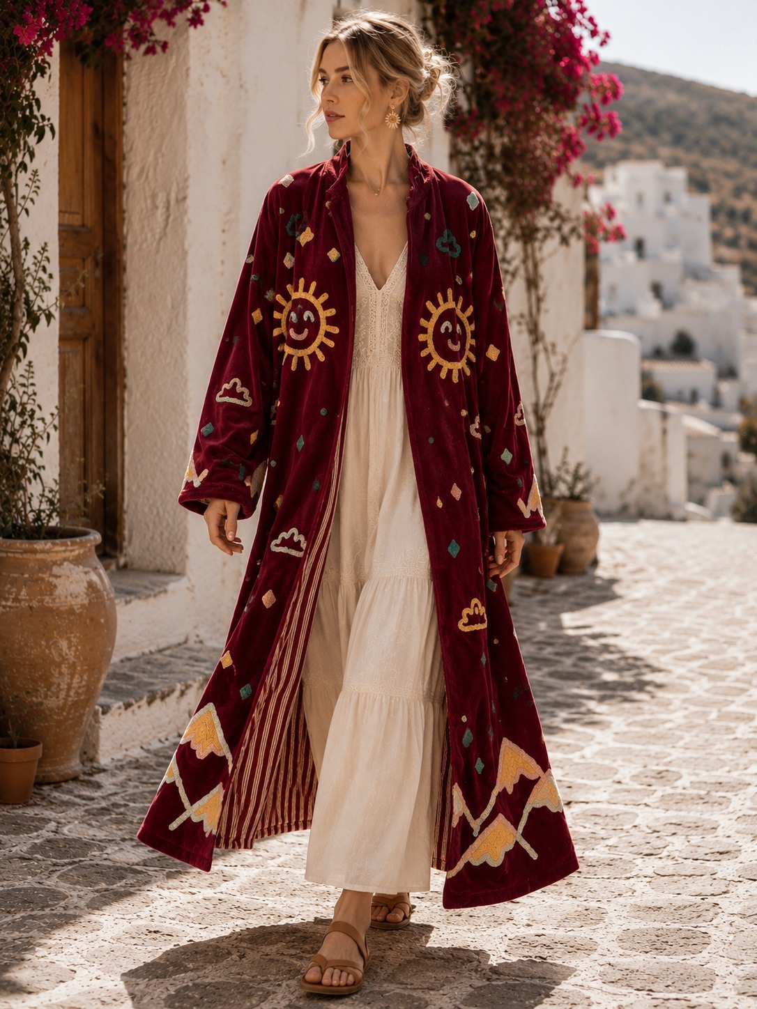Grossiste UPSTYLE - MANTEAU LONG SUZANI EN VELOURS