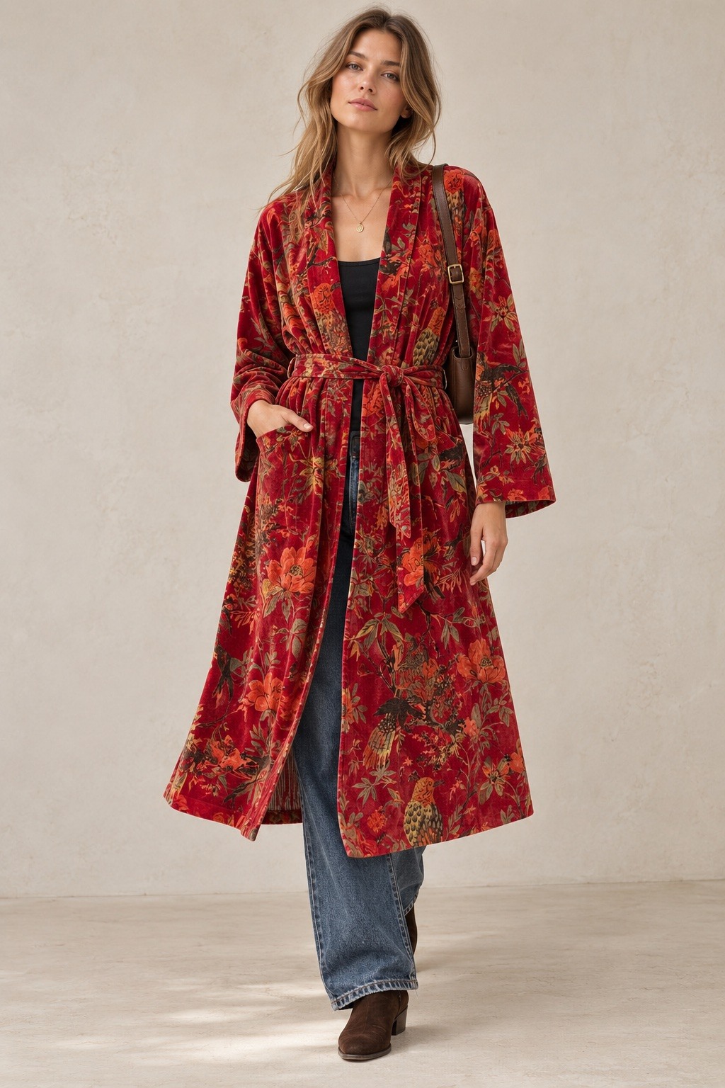 Grossiste UPSTYLE - MANTEAU LONG EN VELOURS IMPRIMÉ