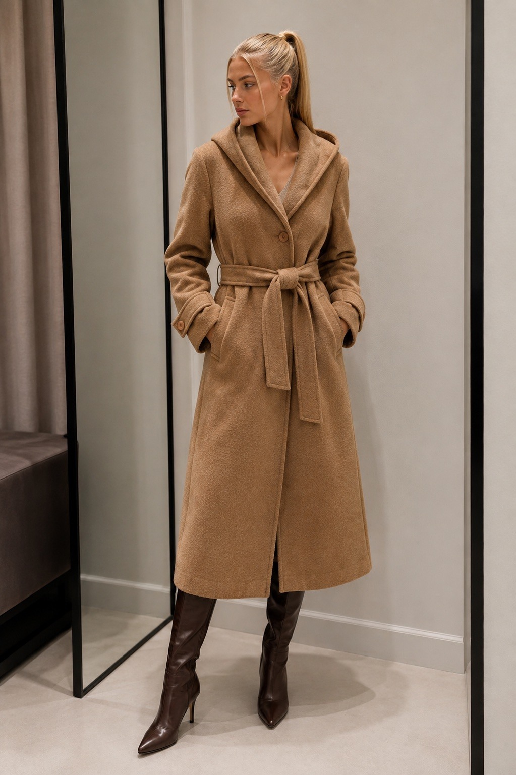 Wholesaler UPSTYLE - LONG COAT WITH HOOD