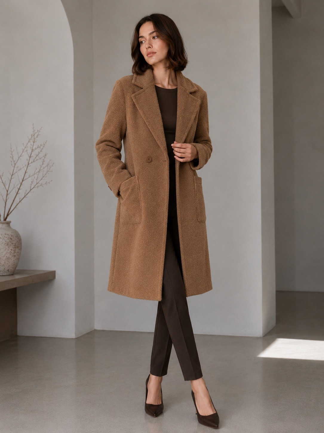 Wholesaler UPSTYLE - WOMEN'S DOUBLE BOUCLÉ COAT