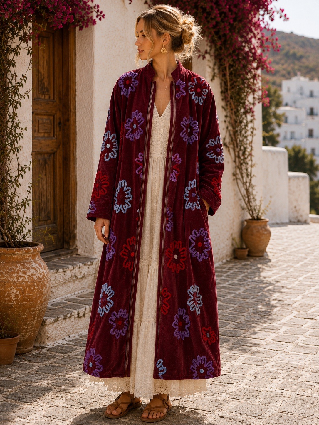 Grossista UPSTYLE - Cappotto lungo Suzani in velluto
