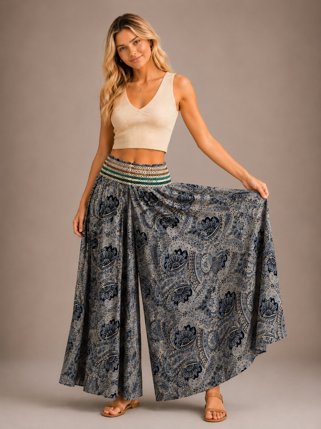 Großhändler UPSTYLE - DAMENHOSE MIT ROCK PAISLEY-MUSTER