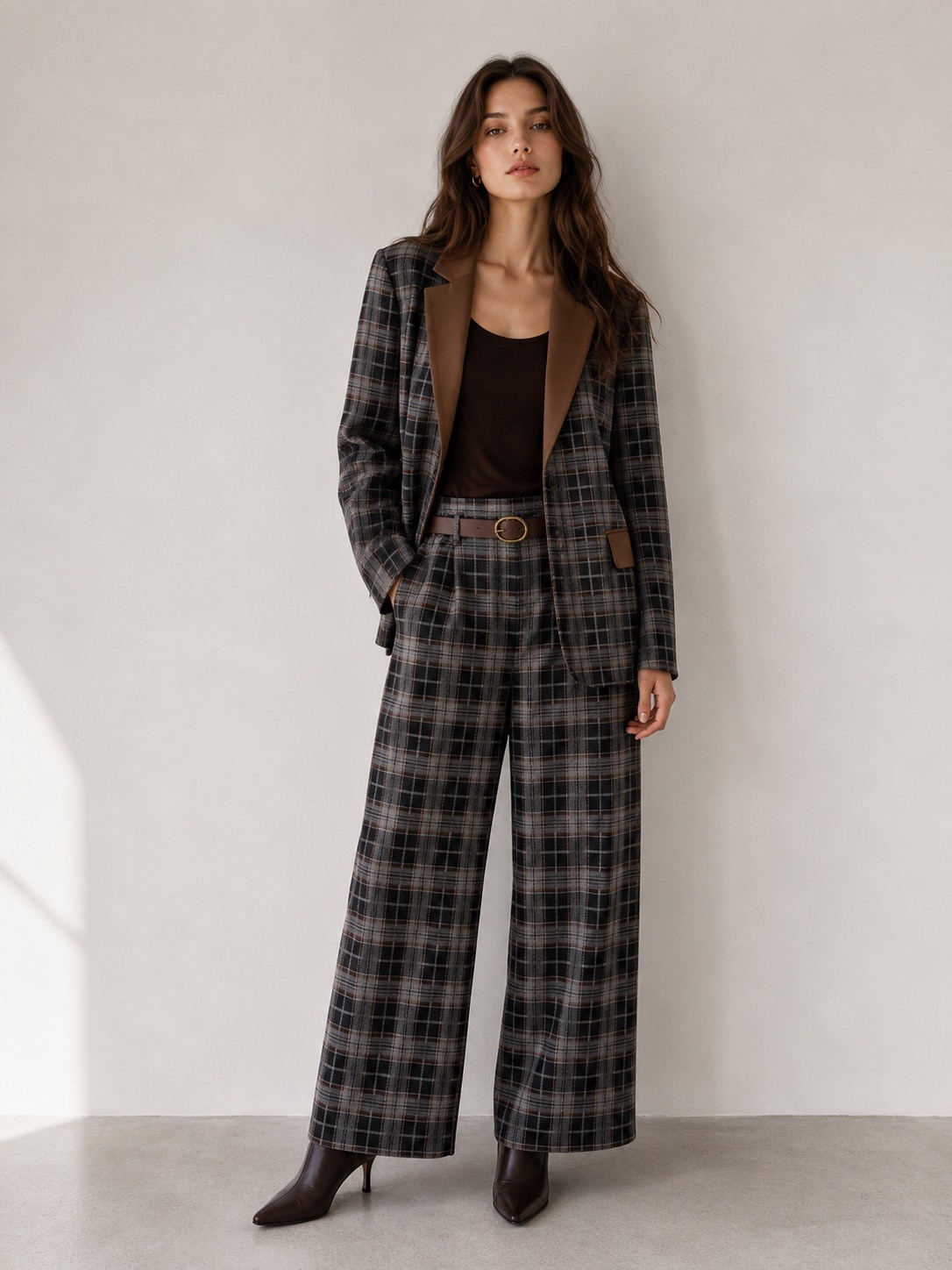 Wholesaler UPSTYLE - CHECKERED TROUSERS WITH BELT