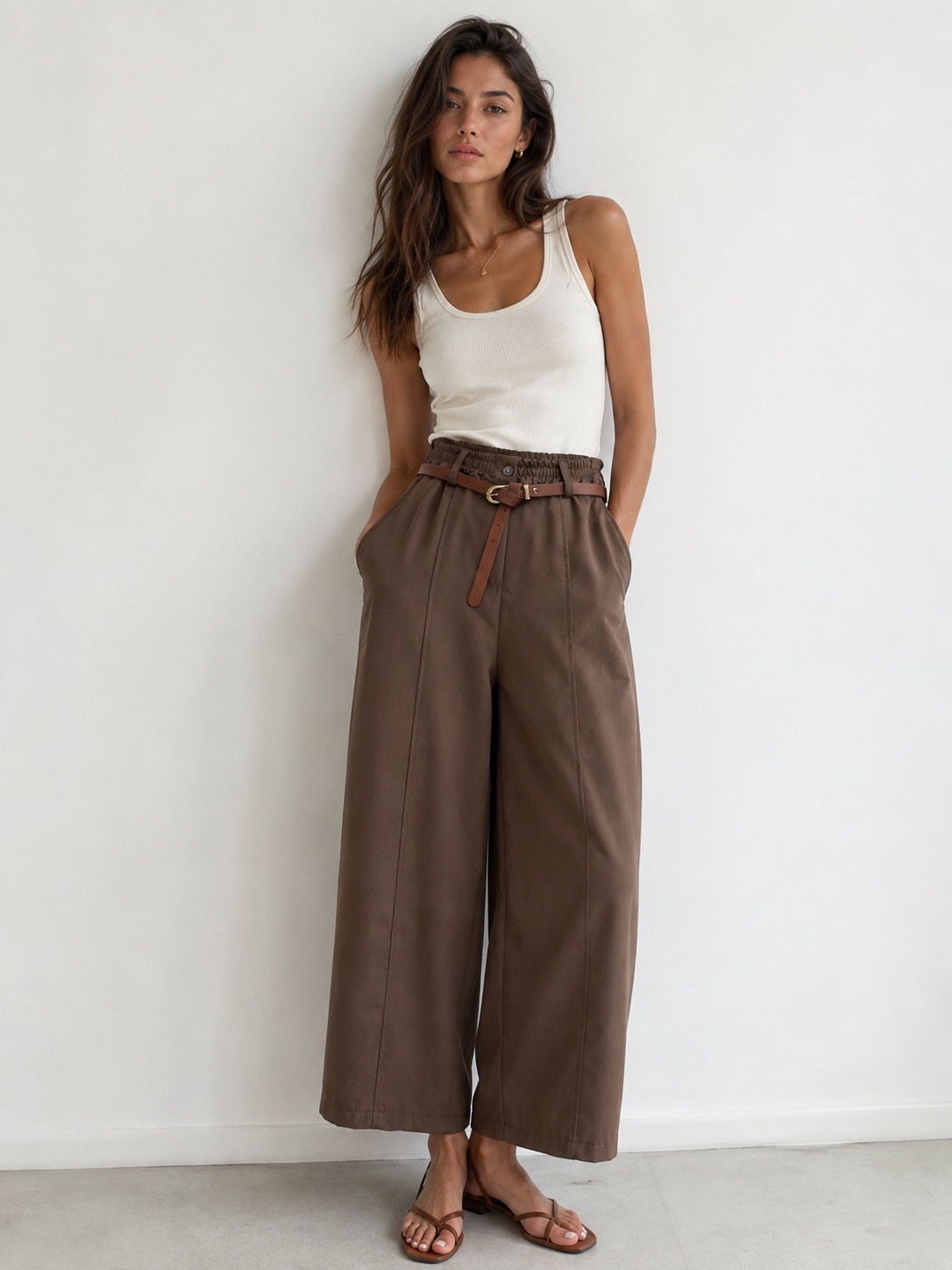 Grossiste UPSTYLE - PANTALON LARGE AVEC CEINTURE