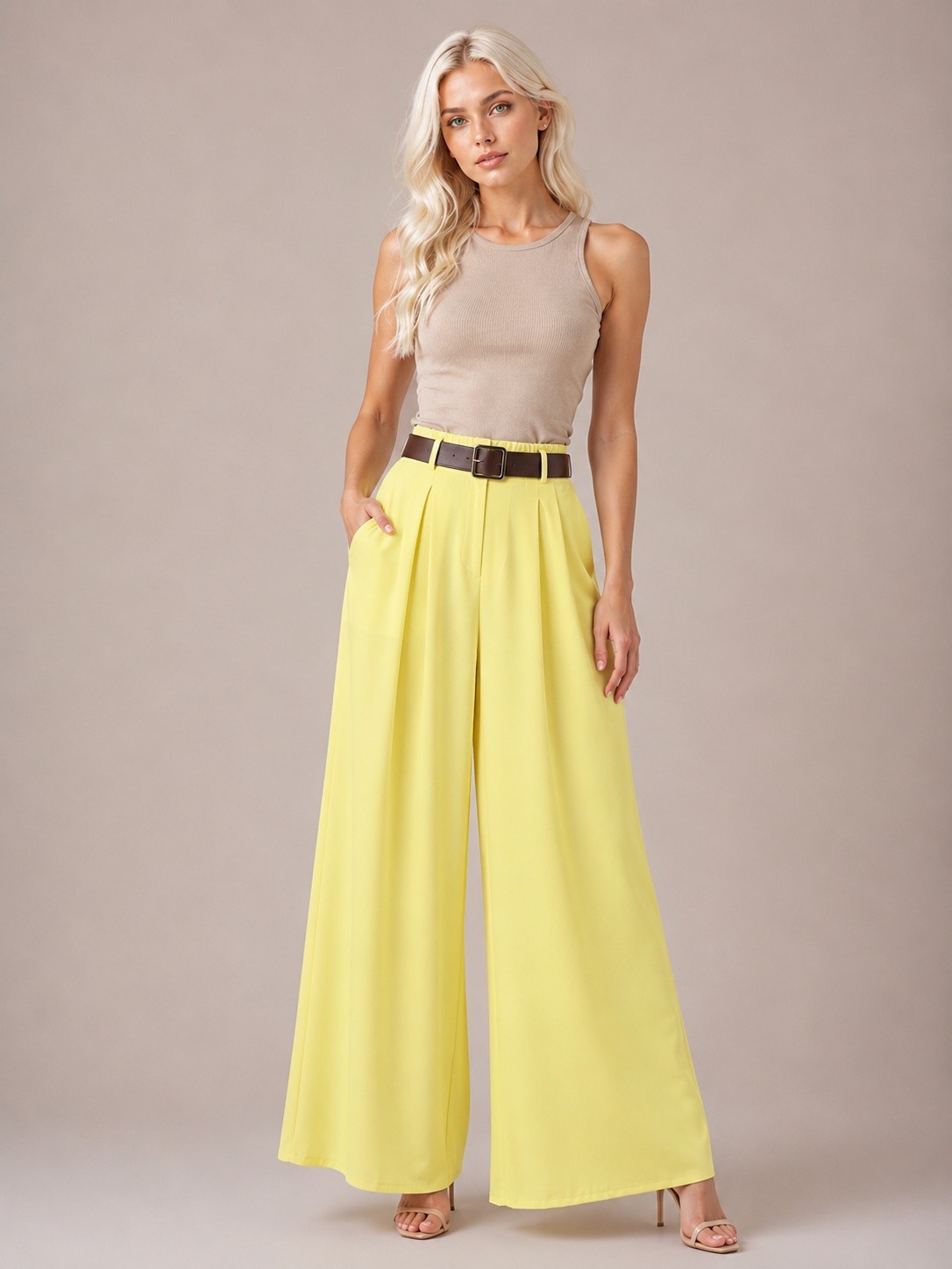 Wholesaler UPSTYLE - Palazzo trousers with belt