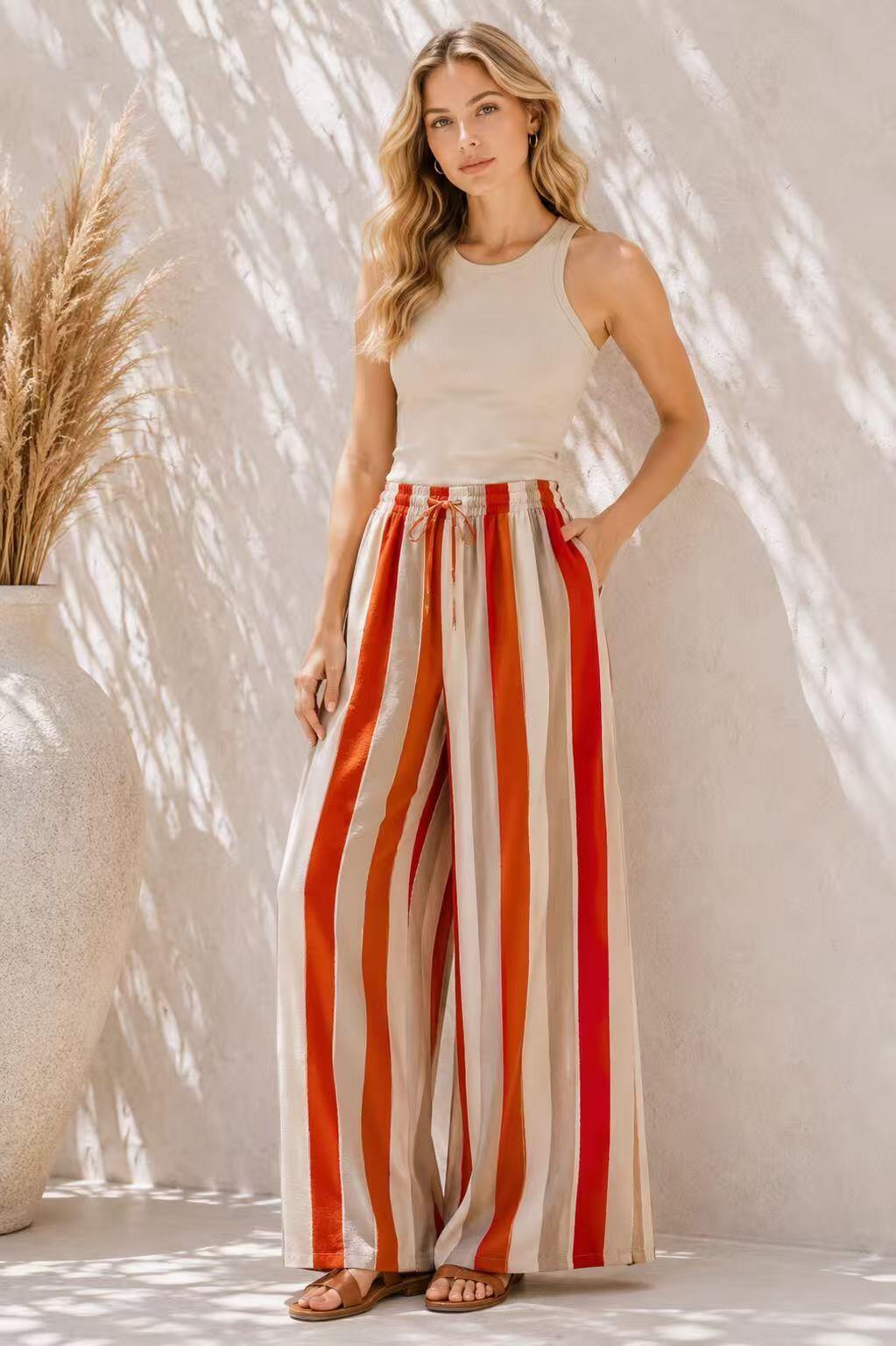 Wholesaler UPSTYLE - Women's fluid striped pants