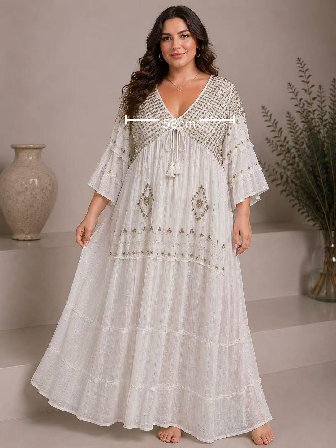 Mayorista UPSTYLE - VESTIDO LARGO DE MUJER BORDADO CON LENTEJUELAS