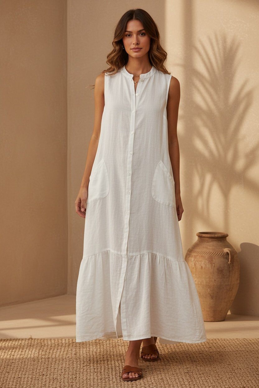 Wholesaler UPSTYLE - LINEN DRESS