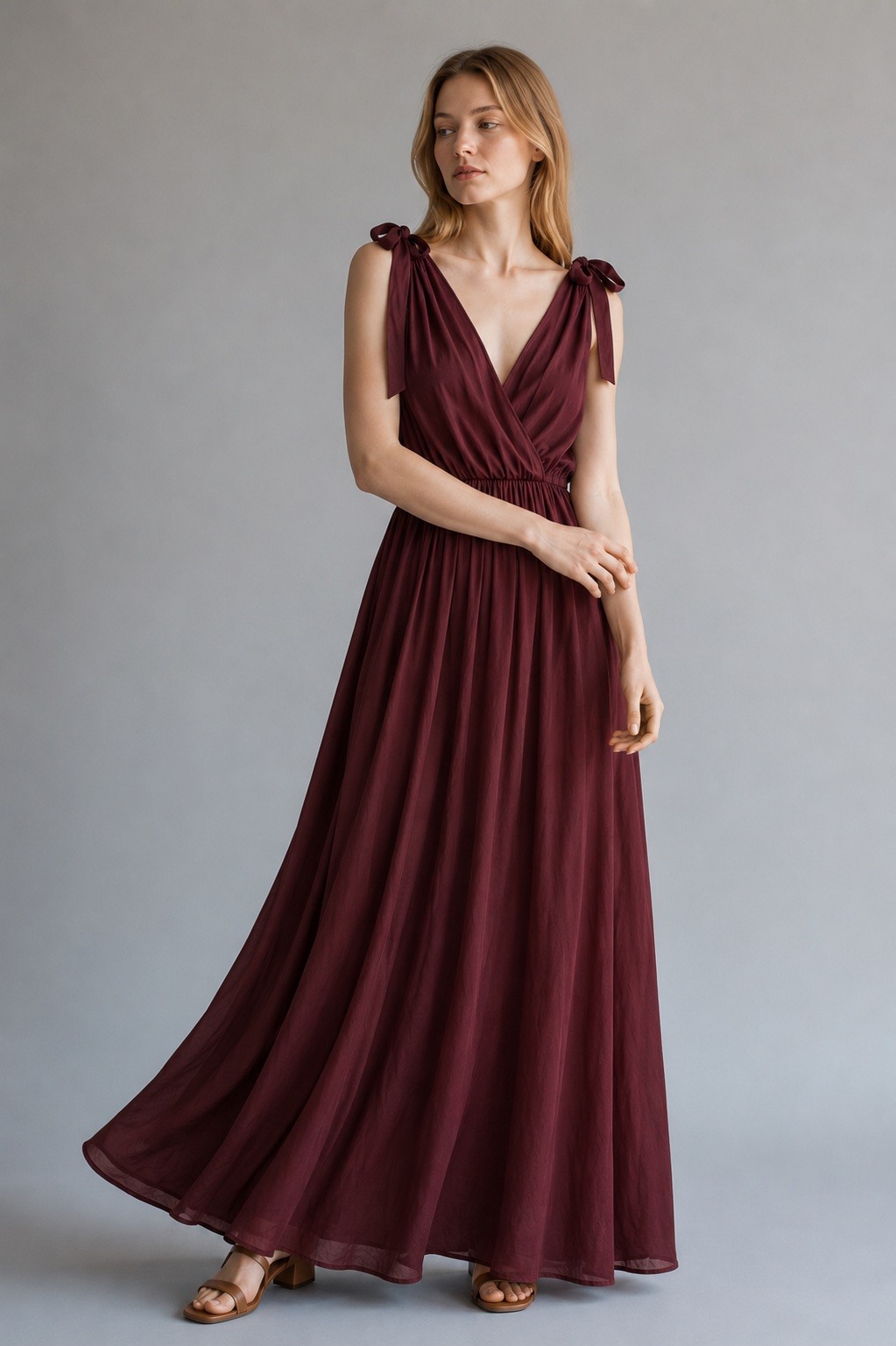 Wholesaler UPSTYLE - WOMEN'S LONG WRAP SATIN DRESS