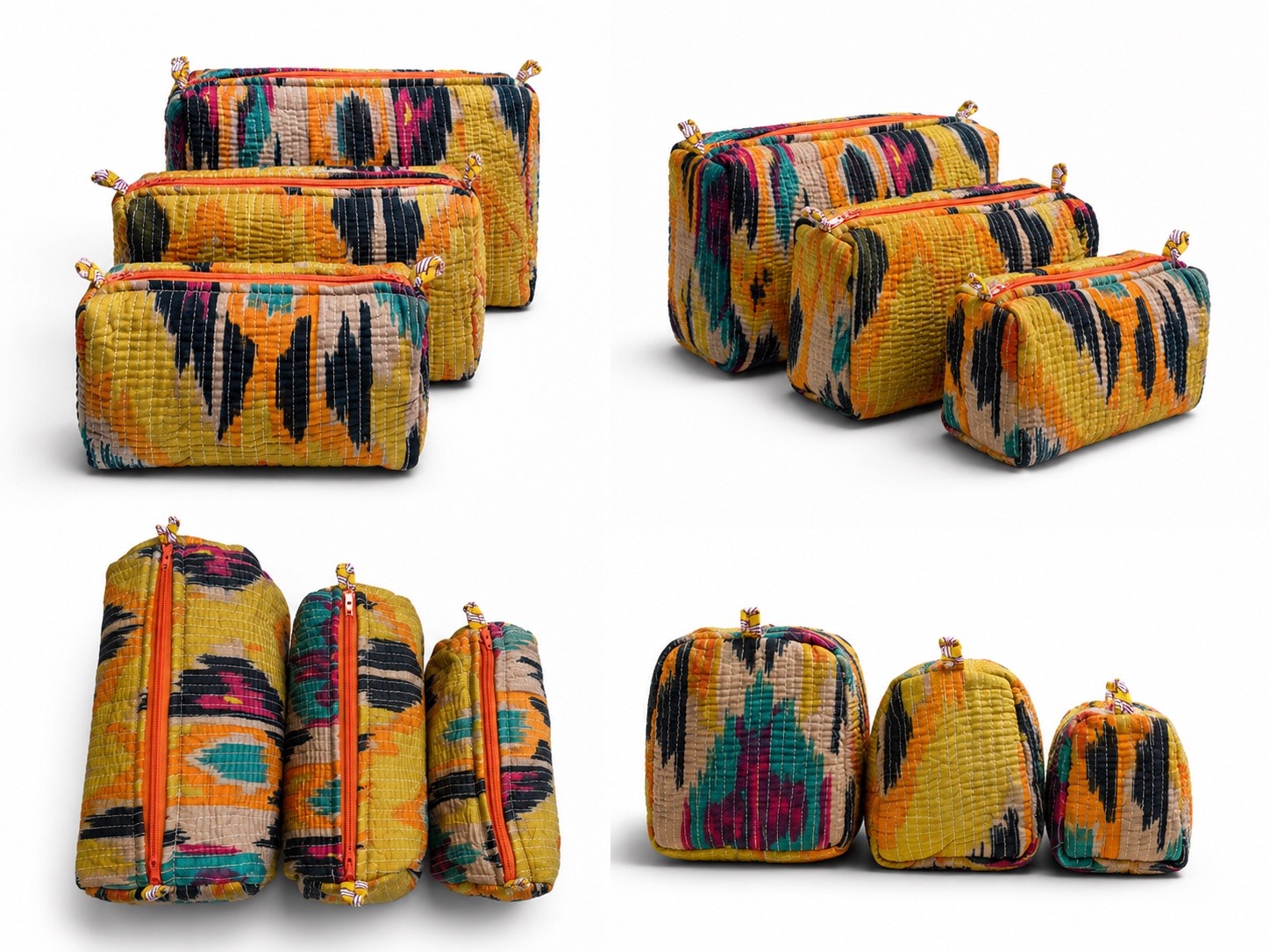Wholesaler UPSTYLE - SET OF 3 PRINTED QUILTED COTTON BEAUTY CASES