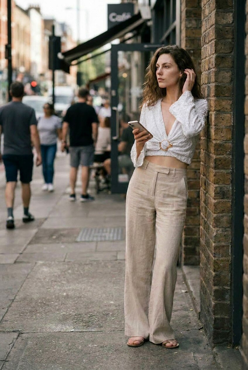 Wholesaler UPSTYLE - CROPPED TOP IN VISCOSE LACE WITH RING