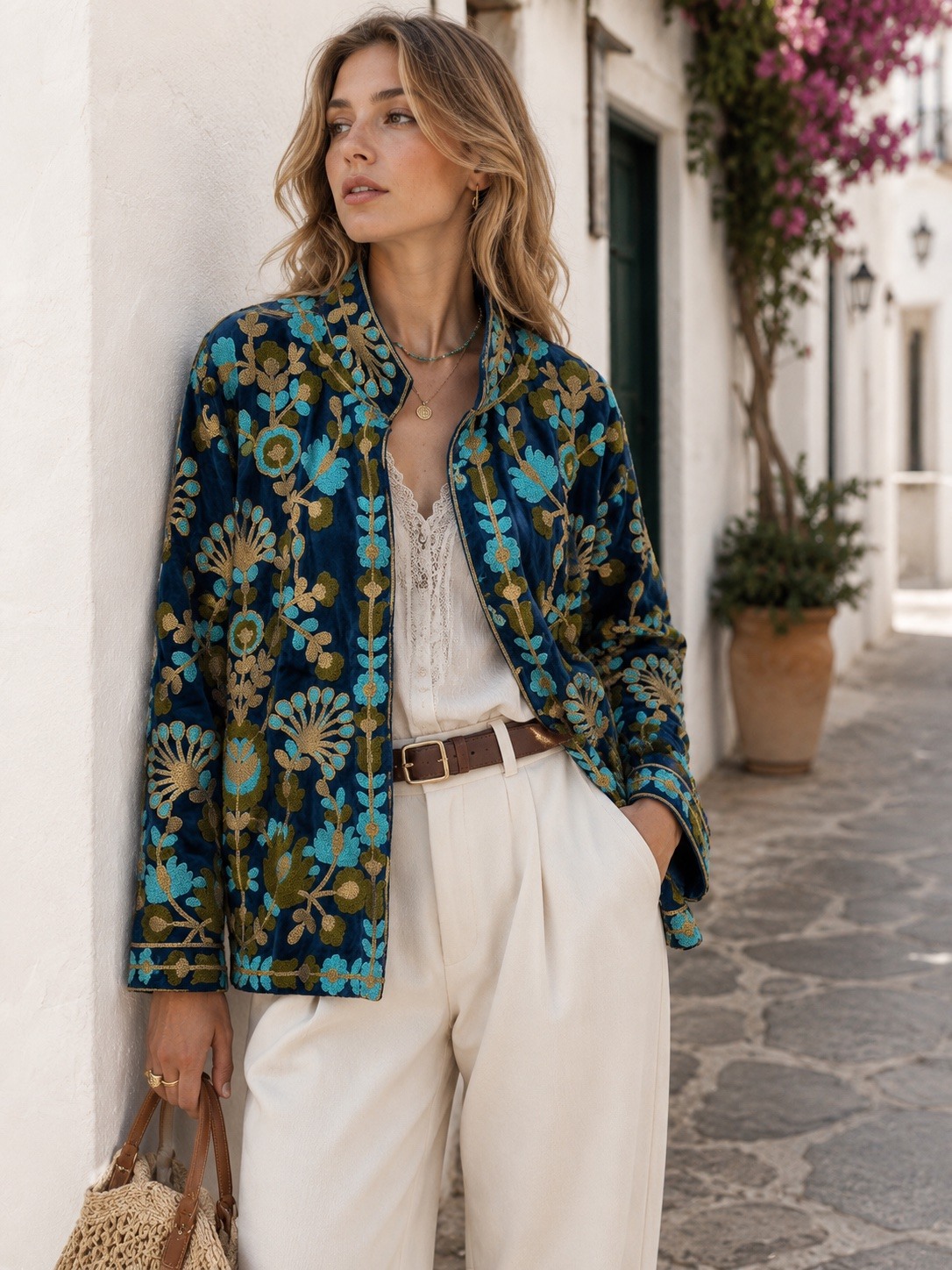 Wholesaler UPSTYLE - EMBROIDERED SUZANI JACKET IN VELVET
